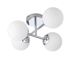 Castrovido IP44 4 Arm Black And Opal White Glass Semi Flush Bathroom Fitting