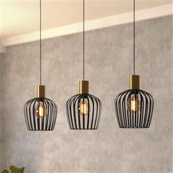 Empoli Brushed Brass And Black Triple Bar Pendant 901037