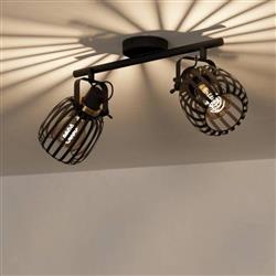Girona Black Double Spotlight Ceiling Fitting 900662