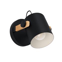 Hornwood Black Steel And Wood Single Wall Spotlight 43518