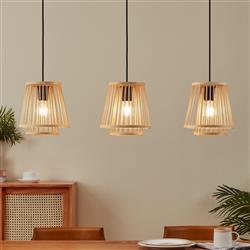 Hykeham Black And Wood 3 Bar Pendant 43853
