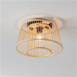 Hykeham Black And Wood Semi-Flush Ceiling Light 43851