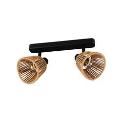 Keelby Black And Natural Braided Paper Double Bar Spotlight 44129