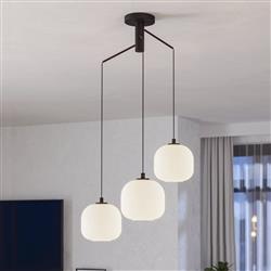 Mantunalle White Ribbed Glass Three Arm Pendant 99368