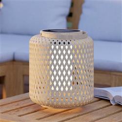 Marliano LED IP44 Woven Light Wood Outdoor Solar Table 901087