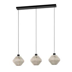 Midsumer Black Steel And Cream String Shades Bar Pendant 44001