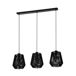 Persley Black And Black Woven Paper Shades Three Bar Pendant Fitting 44106