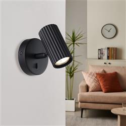 Portillo Switched Ribbed Adjustable Cylinder Wall Spotlight