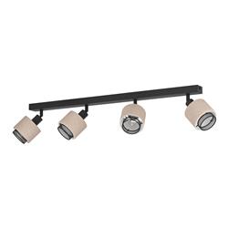 Rosley 4 Light Adjustable Black And Natural Linen Bar Spotlight 43659