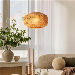 Sheldon Black ANd Natural Woven Paper Shade Single Pendant 44143