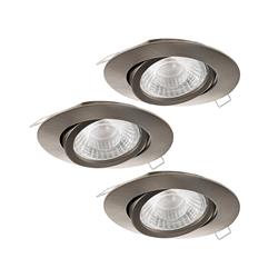 Tedo 1 Dimmable Recessed Pack Of Three Satin Nickel LED Downlights 95359
