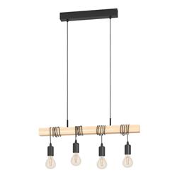 Townshend 4 Light Black And Wood Bar Pendant Fitting 43512