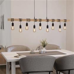 Townshend Black And Wood Nine Light Bar Pendant Fitting 44099