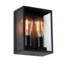 Breton Matt Black IP44 Outdoor Double Wall Light 118838