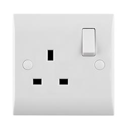Curved White Resin Single Switched Socket CE412
