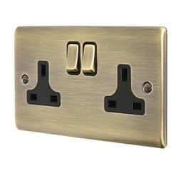 Raised Screwed Switched Double Wall Socket
