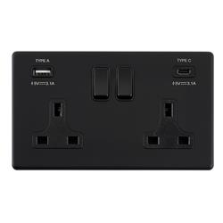 Screwless Dual USB Double Socket