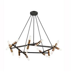 Anglit Matt Black & Old Gold 20 Light Pendant FL2418-20