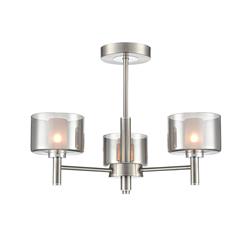 Argento 3 Light Satin Nickel And Smoked Glass Semi Flush Fitting FL2509-3