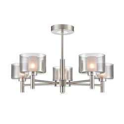 Argento 5 Light Satin Nickel And Smoked Glass Semi Flush FL2509-5