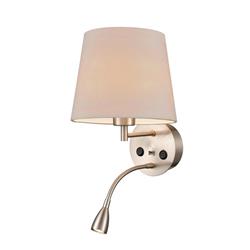 Austen LED Satin Nickel & Taupe Shade USB Wall Light WB109-1176