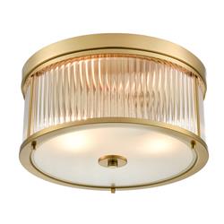 Bonham 2 Light Ribbed Glass Flush Ceiling Fitting 