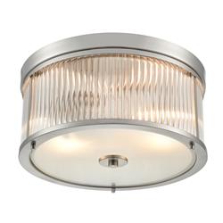 Bonham 2 Light Ribbed Glass Flush Ceiling Fitting 