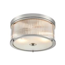 Bonham 2 Light Ribbed Glass Flush Ceiling Fitting 