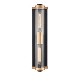Charleston Matt Black And Aged Brass Double IP44 Wall Light WB422