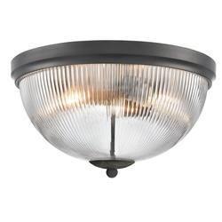Cupola Large Clear Ribbed Glass And Aged Brass Flush Fitting