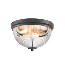 Cupola Small Clear Ribbed Glass Flush Ceiling Fitting 