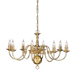Delft Flemish 8 Light Polished Brass Pendant Fitting PE7918
