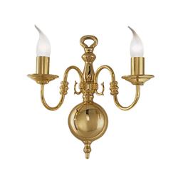 Delft Flemish Polished Brass Double Wall Light PE7922