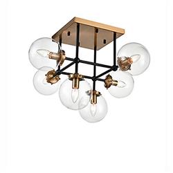 Diffraction 6 Light Matt Black And Antique Gold Semi-Flush FL2411-6