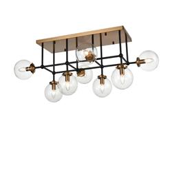 Diffraction Matt Black And Antique Gold Semi-Flush Fitting FL2411-8