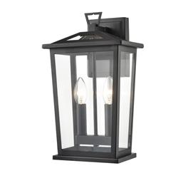 Dusk IP44 Double Matt Black Exterior Wall Light EX6647