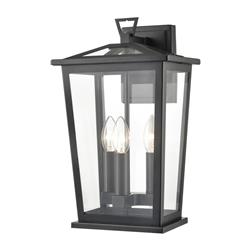 Dusk IP44 Large 3 Light Matt Black Outdoor Wall Light EXT6648