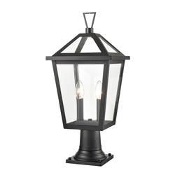 Dusk IP44 Matt Black And Clear Glass Outdoor Post Light EXT6652