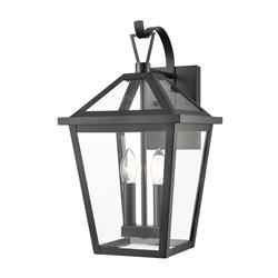 Dusk IP44 Matt Black And Clear Glass Outdoor Wall Lantern EXT6650