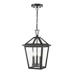 Dusk Three Light Matt Black Exterior Porch Pendant Light EXT6651