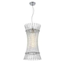 Ethereal Chrome And Clear Glass Rods Single Pendant PCH477