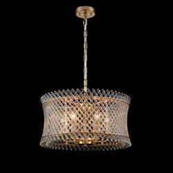 Ethereal Six Light Aged Brass And Clear Glass Rods Flush Or Pendant Mounted FL2511-6
