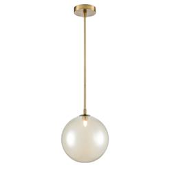 Globe Brushed Brass And Amber Glass Rod Pendant PCH496-370