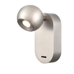 Iris Satin Nickel Adjustable Switched LED Wall Light WB552