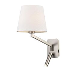Matteo LED USB Satin Nickel/Tapered Shade Swing Arm Wall Light 