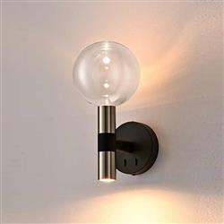 Meridiana Black And Globe Glass Dual Wall Light 