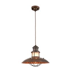 Newton Distressed Bronze And Opal Glass Industrial Pendant PCH473