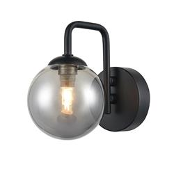 Prophecy Single Matt Black & Smoked Glass Single Wall Light FL2438-1