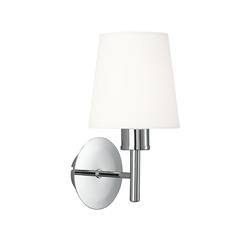 Turin Chrome And Off White Fabric Shade Single Switched Wall Light FL2126/1/1123