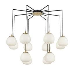 Vermeer Matt Black & Gold Twelve Light Pendant FL2460-12